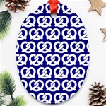 Navy Pretzel Illustrations Pattern Ornament (Oval) Front