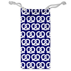 Navy Pretzel Illustrations Pattern Jewelry Bag by GardenOfOphir