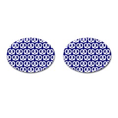 Navy Pretzel Illustrations Pattern Cufflinks (oval) by GardenOfOphir