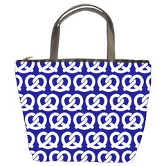 Navy Pretzel Illustrations Pattern Bucket Bag by GardenOfOphir