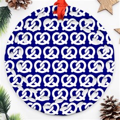 Navy Pretzel Illustrations Pattern Ornament (round Filigree) by GardenOfOphir