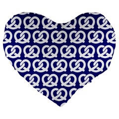 Navy Pretzel Illustrations Pattern Large 19  Premium Heart Shape Cushions by GardenOfOphir