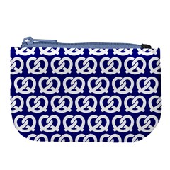 Navy Pretzel Illustrations Pattern Large Coin Purse by GardenOfOphir