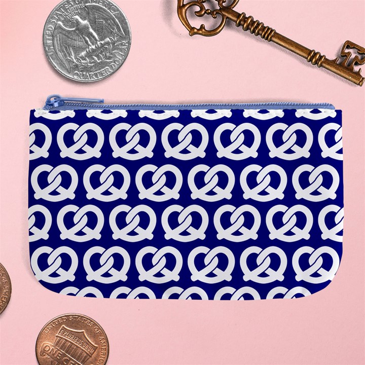 Navy Pretzel Illustrations Pattern Large Coin Purse