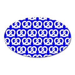 Blue Pretzel Illustrations Pattern Oval Magnet by GardenOfOphir