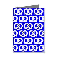 Blue Pretzel Illustrations Pattern Mini Greeting Card by GardenOfOphir