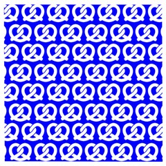 Blue Pretzel Illustrations Pattern Wooden Puzzle Square by GardenOfOphir