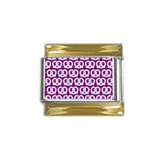 Purple Pretzel Illustrations Pattern Gold Trim Italian Charm (9mm) by GardenOfOphir