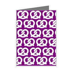 Purple Pretzel Illustrations Pattern Mini Greeting Card by GardenOfOphir