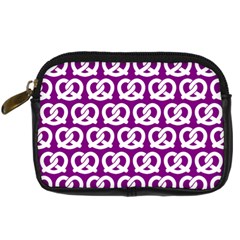 Purple Pretzel Illustrations Pattern Digital Camera Leather Case by GardenOfOphir