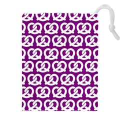 Purple Pretzel Illustrations Pattern Drawstring Pouch (5xl) by GardenOfOphir