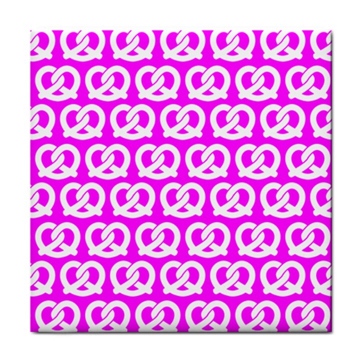 Pink Pretzel Illustrations Pattern Tile Coaster