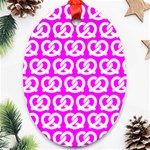 Pink Pretzel Illustrations Pattern Ornament (Oval) Front