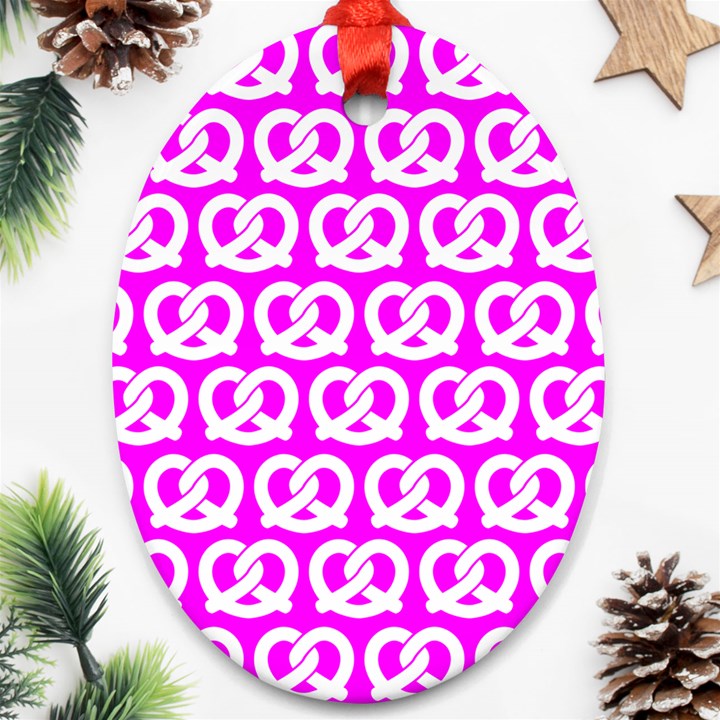 Pink Pretzel Illustrations Pattern Ornament (Oval)