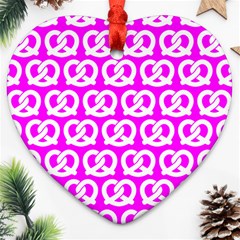 Pink Pretzel Illustrations Pattern Ornament (heart) by GardenOfOphir