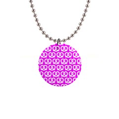 Pink Pretzel Illustrations Pattern 1  Button Necklace by GardenOfOphir