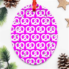 Pink Pretzel Illustrations Pattern Ornament (oval Filigree) by GardenOfOphir