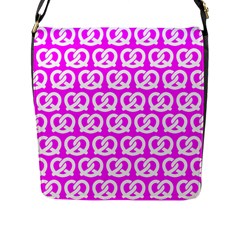 Pink Pretzel Illustrations Pattern Flap Closure Messenger Bag (l) by GardenOfOphir