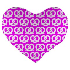 Pink Pretzel Illustrations Pattern Large 19  Premium Flano Heart Shape Cushions by GardenOfOphir