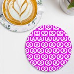 Pink Pretzel Illustrations Pattern UV Print Round Tile Coaster Front