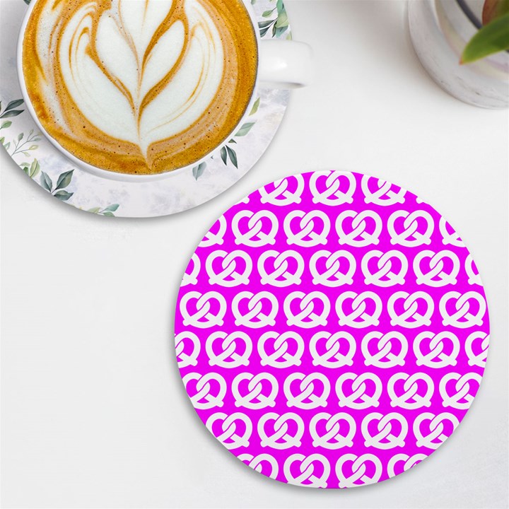 Pink Pretzel Illustrations Pattern UV Print Round Tile Coaster