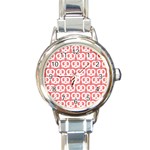 Chic Pretzel Illustrations Pattern Round Italian Charm Watch Front