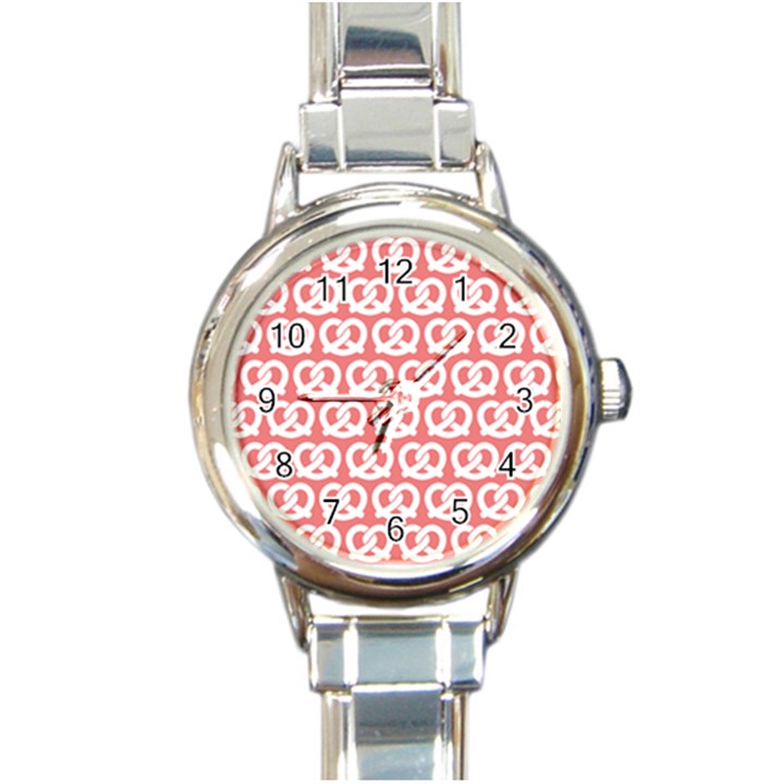 Chic Pretzel Illustrations Pattern Round Italian Charm Watch