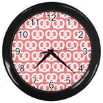 Chic Pretzel Illustrations Pattern Wall Clock (Black) Front