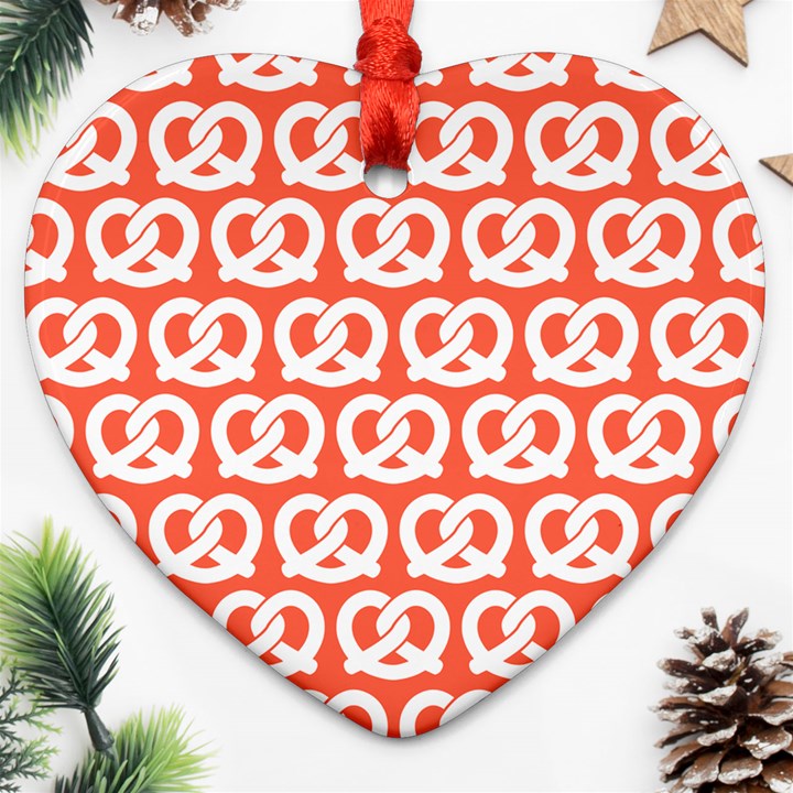 Coral Pretzel Illustrations Pattern Ornament (Heart)