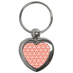 Coral Pretzel Illustrations Pattern Key Chain (heart) by GardenOfOphir