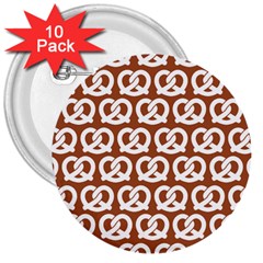 Brown Pretzel Illustrations Pattern 3  Buttons (10 Pack)  by GardenOfOphir