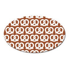 Brown Pretzel Illustrations Pattern Oval Magnet by GardenOfOphir