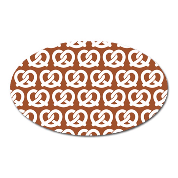 Brown Pretzel Illustrations Pattern Oval Magnet