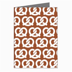 Brown Pretzel Illustrations Pattern Greeting Cards (pkg Of 8) by GardenOfOphir