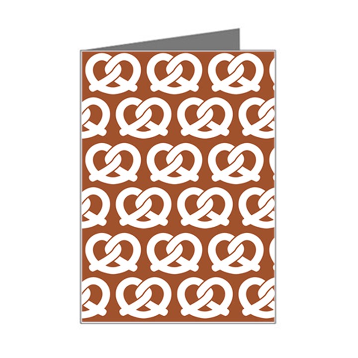 Brown Pretzel Illustrations Pattern Mini Greeting Card