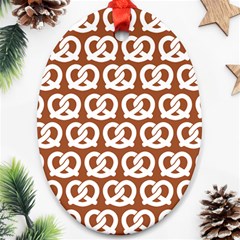 Brown Pretzel Illustrations Pattern Oval Ornament (two Sides) by GardenOfOphir