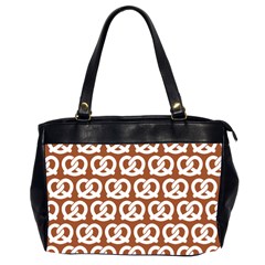 Brown Pretzel Illustrations Pattern Oversize Office Handbag (2 Sides) by GardenOfOphir