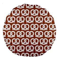 Brown Pretzel Illustrations Pattern Large 18  Premium Round Cushions by GardenOfOphir