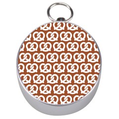 Brown Pretzel Illustrations Pattern Silver Compasses by GardenOfOphir