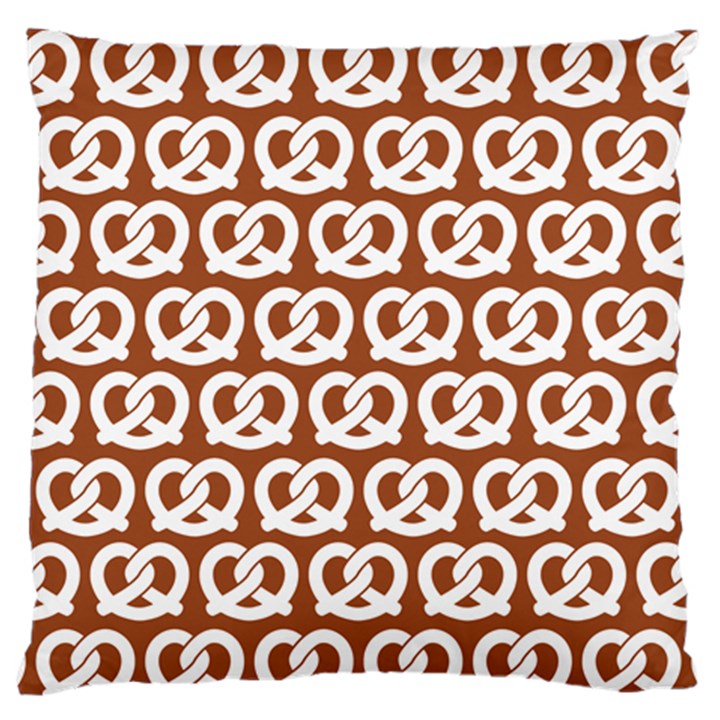 Brown Pretzel Illustrations Pattern Large Premium Plush Fleece Cushion Case (Two Sides)