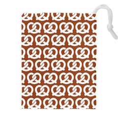 Brown Pretzel Illustrations Pattern Drawstring Pouch (5xl) by GardenOfOphir