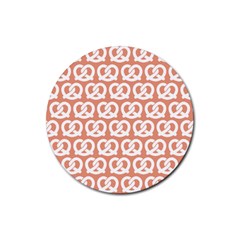 Salmon Pretzel Illustrations Pattern Rubber Coaster (round) by GardenOfOphir