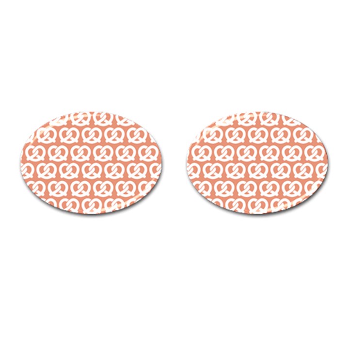 Salmon Pretzel Illustrations Pattern Cufflinks (Oval)