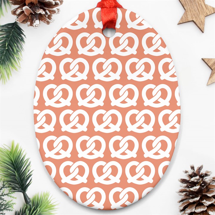 Salmon Pretzel Illustrations Pattern Oval Ornament (Two Sides)