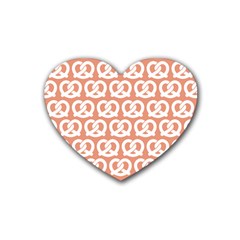 Salmon Pretzel Illustrations Pattern Rubber Heart Coaster (4 Pack) by GardenOfOphir