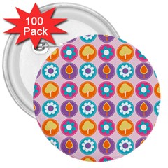 Chic Floral Pattern 3  Buttons (100 Pack)  by GardenOfOphir