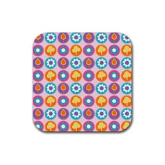 Chic Floral Pattern Rubber Coaster (square) by GardenOfOphir