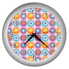 Chic Floral Pattern Wall Clock (silver) by GardenOfOphir