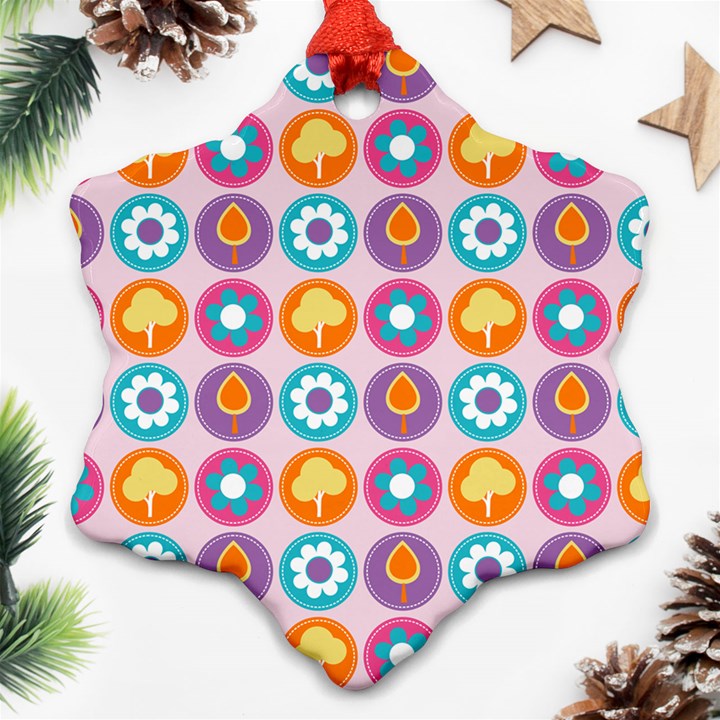 Chic Floral Pattern Snowflake Ornament (Two Sides)