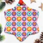 Chic Floral Pattern Snowflake Ornament (Two Sides) Back